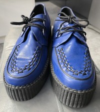 TUK Blue Leather Brothel Creepers Shoes Size 12