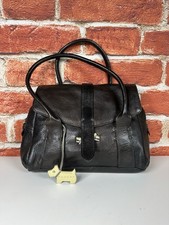 Radley London Dark Brown Leather Tote Shoulder Bag Handbag Hobo Dog Charm