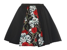 Childs Mexican Day of the Dead Skull Roses Skater Skirt Halloween Fancy Dress