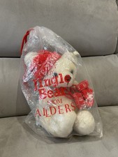 Allders Jingle Bear Vintage Teddy Soft Toy Plush Cream with Christmas Santa Hat