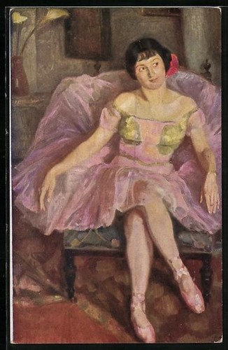 Ballet dancer sitting - , on