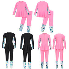 Girls Full Body Swimsuit Rash Guard Swimwear Floral Print Swim Dress and Pants