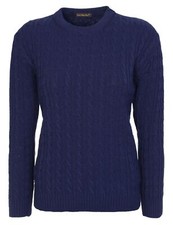 Ladies Women Cable Knit Crew