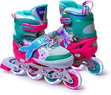 Girls  inline  Roller   Skates  Mermaid Design  Light Up wheels Wheels uk 9.5-11