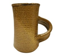 Pottery Mug Hand Crafted Glaze Studio Art Green Tan Renaissance Viking 