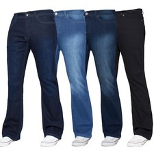 Mens Bootcut Jeans Stretch Wide Leg Flared Denim Pants All Waist Sizes By Kruze