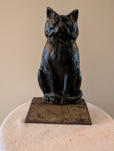 Antique large black cat cast - cat,