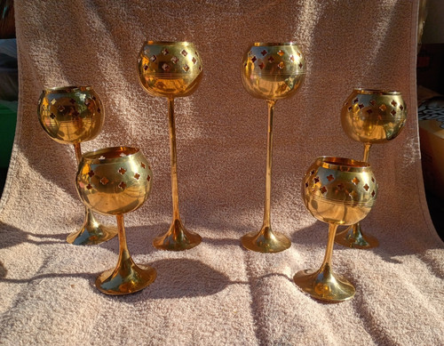 Gold metal goblet - gold, candle