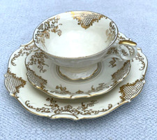 SCHUMANN of Bavaria Cream & Gold Trio - Tea Cup,  Saucer & Tea Plate