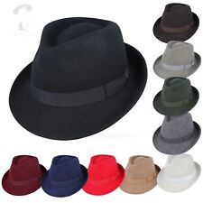 Trilby Hat 100% Wool Felt Crushable Fedora Jazz Style Waterproof Premium UK