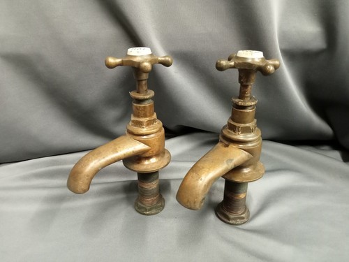 Old brass bath taps original - old,