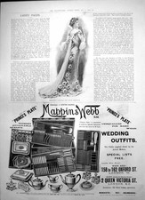 Antique Old Print Chiffon Satin Toilette Mappins Webb Van Houtens Cocoa 1902