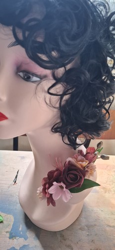 Hair flower brooch vintage - flower, or