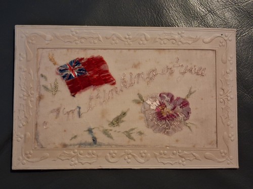Ww1 silk postcard embroidered - silk,