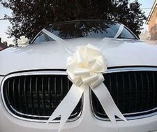 IVORY WEDDING CAR RIBBON & 3