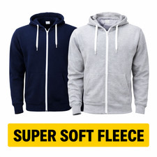 Mens Plain Fleece Zip Up Top