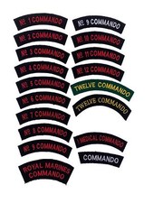 Reproduction WW2 Era British Cloth Shoulder Titles, Army Commando, Royal Marines