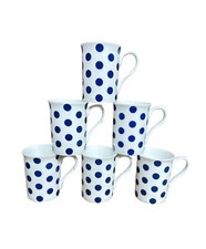 Blue polka dot mugs set - 6,