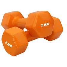 Neoprene Dumbbells 2KG x 2 Weights Iron Hand Aerobic Workout Fitness Gym Orange