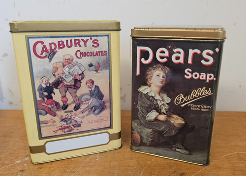 Vintage metal pears soap tin - pears,