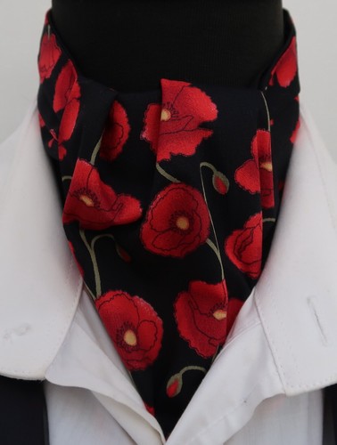Mens black with red poppies - black,