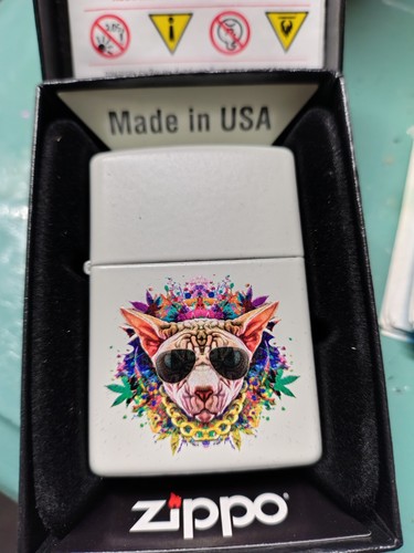 Zippo lighter cannabis cat - cannabis,