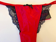 Bnwt La Senza Thong 10 12 16 18 Red Satin Black Lace
