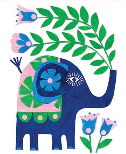 Folk elephant art blank - folk,