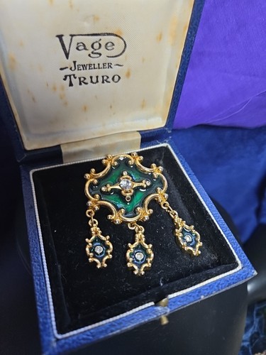 Ornate enamel dangle drop - enamel,