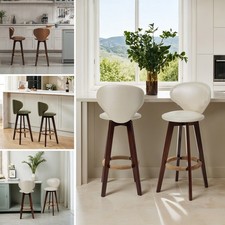 Bar Stools Set of 2 Pu Leather Swivel Kitchen Bar Chairs for Island Counter Pub