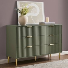Dusk Evie Vetiver Green & Gold Effect 6 Drawer Chest of Drawers RRP £155
