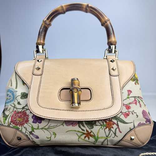 Gucci bamboo flora top handle - bamboo,