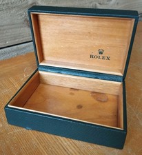 VINTAGE GENUINE ROLEX Watch Box Case 68.00.55 Green Leather Wood No Inners