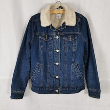 Ladies Jacket Size 4 PRIMARK Denim Faux Sherpa Lining Aviator Flight