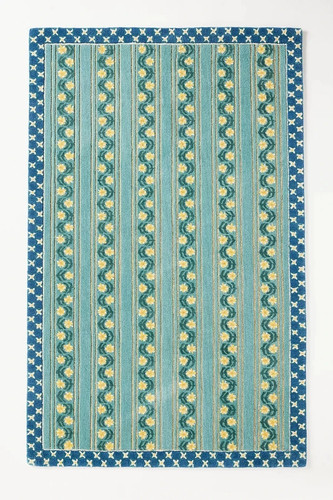 Floral striped rug - floral, hand-tufted