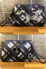 SANTORO GORJUSS Black/Purples ‘The Dark Streak’ Medium Size Make Up Bag/Wristlet