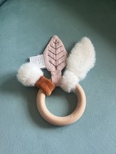 Moulin Roty Ring Rattle Wood Rabbit After the Rain Leaf