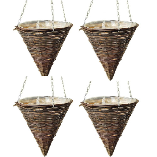 Cone hanging basket rattan - 12",