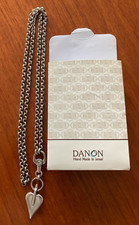 DANON Retro 18" Swarovski Crystal Heart Pendant Necklace Heavy Silver Plated 