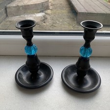 Pair Of Antique Bronze Glass