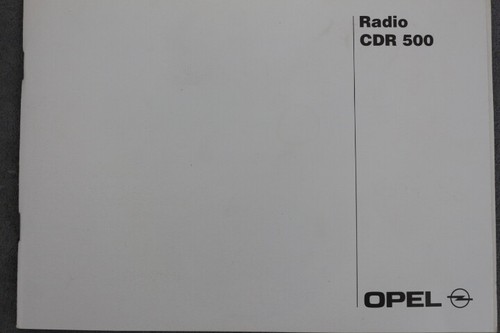 Opel radio cdr 500 - cdr, manual