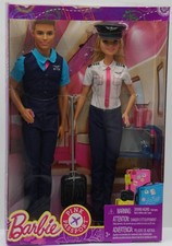 FNY33 Barbie & Ken Pilot Set - Steward & Pilot - Mattel Doll - Pink Passport #B