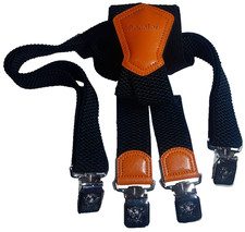 Black Decalen Mens Braces with Very Strong Metal Clips Size 4 cm /1.5 inch