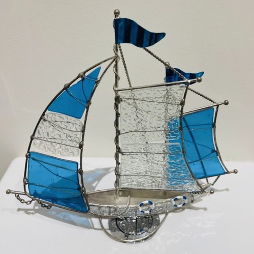 Stained glass sail boat - glass,