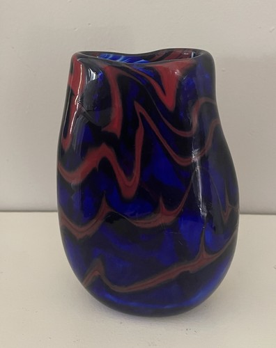 Hand blown glass vase blue - hand,