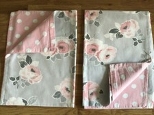 USED 2 Housewife Pillowcases Cath Kidston Paper Rose / Grey & Spots Pink Cotton