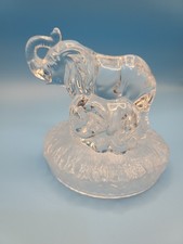 Crystal Glass Elephant & Calf