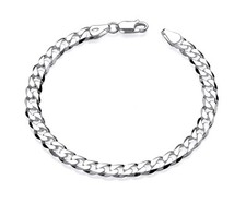Solid Sterling Silver 7.5 Inch Curb Bracelet Chain - Womens Boys - Made in Italy
