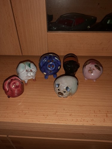 Folk art pottery pigs all - folk,
