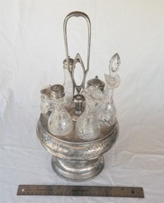 Vtg 6 Condiment Cruet Set by